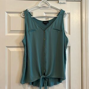 Bendry Mixed Material Tie Front Blouse XXL